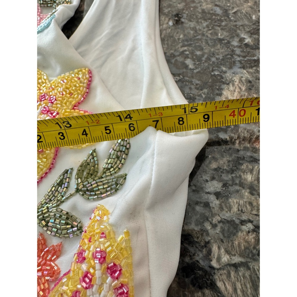 $498 Oceanus The Label Sunny Snake White Beaded One Piece Swimsuit SW018 L NEW - Picture 11 of 12
